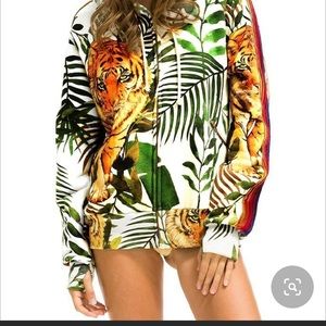 Sold out NWT Aviator Nation Velvet White Tiger Sweatshirt.